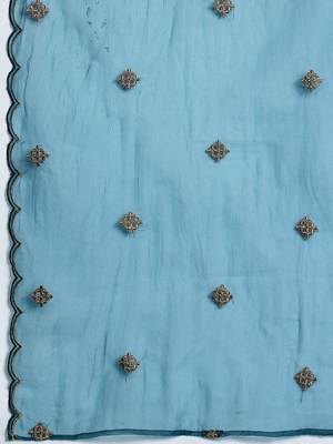 Ethnic Motifs Embroidered Kurta with Trousers & Dupatta 4