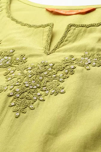 Ethnic Motifs Embroidered Sequinned Liva Kurta With Trousers & Dupatta