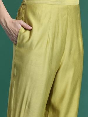 Ethnic Motifs Embroidered Sequinned Liva Kurta With Trousers & Dupatta 3