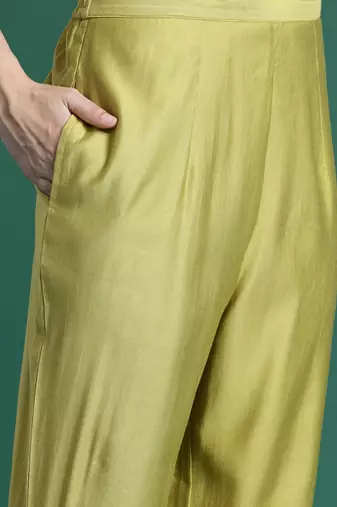 Ethnic Motifs Embroidered Sequinned Liva Kurta With Trousers & Dupatta