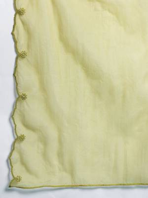 Ethnic Motifs Embroidered Sequinned Liva Kurta With Trousers & Dupatta 4