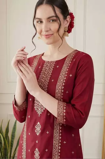 Women Ethnic Motifs Embroidered Sequinned Kurta with Trousers & With Dupatta