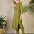 Women Set Green Embroidered Straight Co-Ords