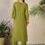 Women Set Green Embroidered Straight Co-Ords