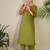 Women Set Green Embroidered Straight Co-Ords