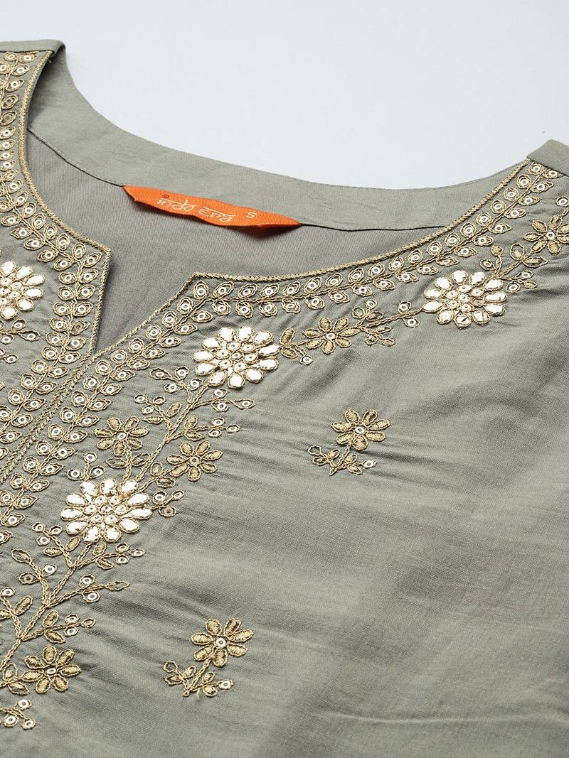 Women Ethnic Motifs Embroidered Kurta with Trousers & With Dupatta