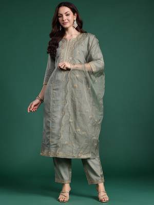 Women Ethnic Motifs Embroidered Kurta with Trousers & With Dupatta 1