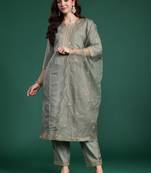 Women Ethnic Motifs Embroidered Kurta with Trousers & With Dupatta