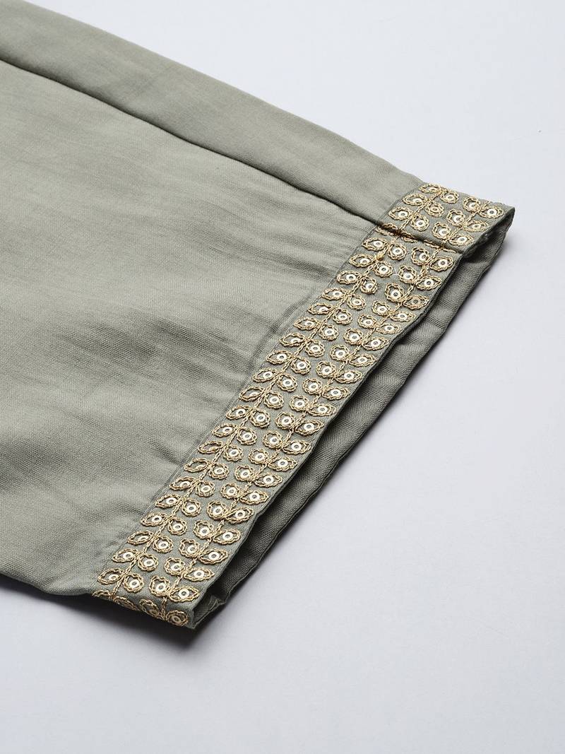 Women Ethnic Motifs Embroidered Kurta with Trousers & With Dupatta