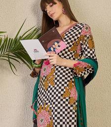 Adults-Women Checked Cotton Kurta with Trousers & Dupatta