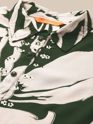 Floral Printed Shirt Collar Straight Kurta With Trousers 7