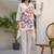 Floral Printed Shirt Collar A-Line Cotton Kurta With Trousers