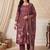 Women Floral Printed Linen Kurta with Trousers & With Dupatta
