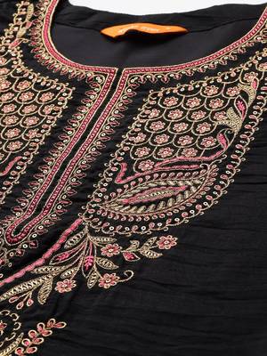 Ethnic Motifs Embroidered Cotton Kurta with Trousers & Dupatta 2