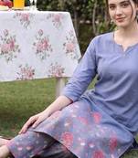 Women Floral Printed Cotton Kurta with Trousers