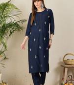 Ethnic Motifs Embroidered Straight Kurta With Trouser