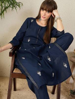 Ethnic Motifs Embroidered Straight Kurta With Trouser 6