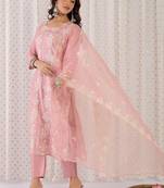 Women Ethnic Motifs Embroidered Thread Work Kurta with Trousers & With Dupatta