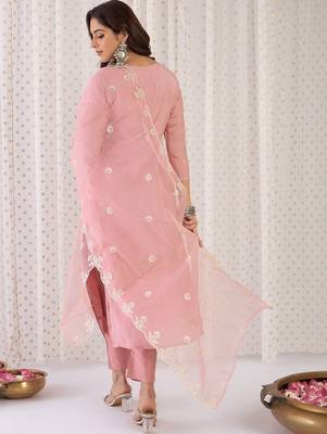 Women Ethnic Motifs Embroidered Thread Work Kurta with Trousers & With Dupatta 6