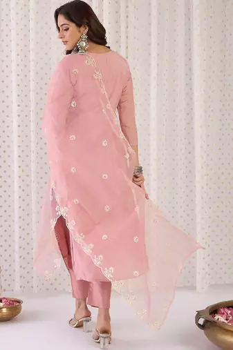 Women Ethnic Motifs Embroidered Thread Work Kurta with Trousers & With Dupatta