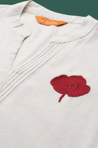 Floral Embroidered Thread Work Cotton Kurta with Palazzos