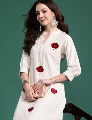 Floral Embroidered Thread Work Cotton Kurta with Palazzos 6