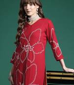 Floral Embroidered Thread Work Kurta with Palazzos