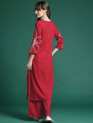 Floral Embroidered Thread Work Kurta with Palazzos 6