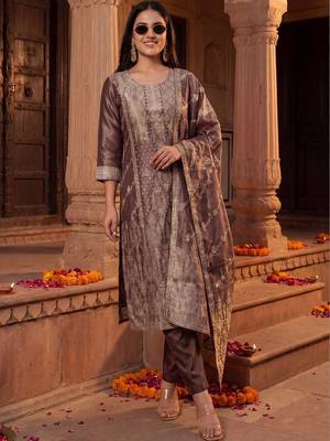 Women Ethnic Motifs Embroidered Kurta with Trousers & With Dupatta 6
