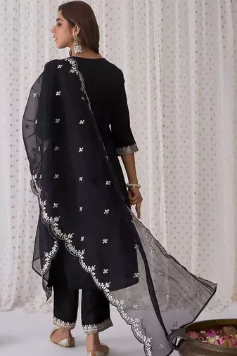 Women Ethnic Motifs Embroidered Kurta with Trousers & With Dupatta