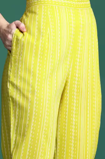 Geometric Printed Sequinned Cotton Kurta with Trousers & Dupatta