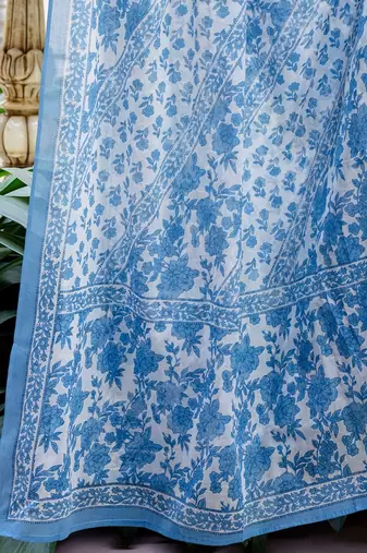 Women Floral Printed Panelled Beads and Stones Cotton Kurta with Trousers & With Dupatta