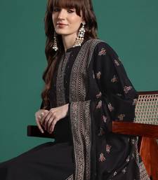 Floral Embroidered Thread Work Cotton Kurta with Trousers & Dupatta