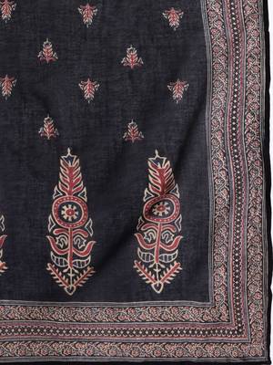 Floral Embroidered Thread Work Cotton Kurta with Trousers & Dupatta 5