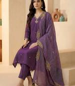Women Ethnic Motifs Embroidered Thread Work Kurta with Trousers & With Dupatta