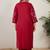 Plus Size Maroon Embroidered Straight Kurta Palazzos Set