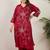 Plus Size Maroon Embroidered Straight Kurta Palazzos Set