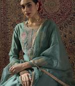 Ethnic Motifs Embroidered Thread Work Kurta With Trousers & Dupatta