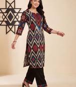 Women Printed Cotton Kurta with Trousers