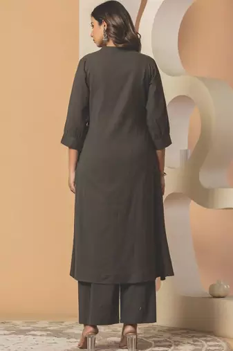 Women Animal Embroidered Thread Work Cotton Kurta with Palazzos
