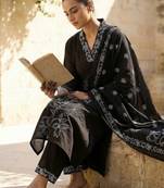 Women Ethnic Motifs Embroidered Thread Work Cotton Kurta with Trousers & With Dupatta