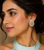 Gold finish premium mint halo cocktail cz earrings