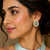 Gold finish premium mint halo cocktail cz earrings