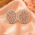 Gold Finish Peach Pear Stone Oval Halo CZ Earrings