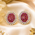 Gold finish royal ruby cz cluster statement earrings