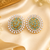 Gold finish premium mint halo cocktail cz earrings