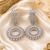 Rhodium Finish Luxury Circular Halo Crystal Drop Earrings