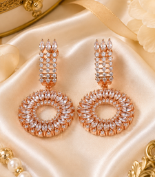 Rose gold circular crystal statement earrings