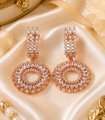 Rose gold circular crystal statement earrings