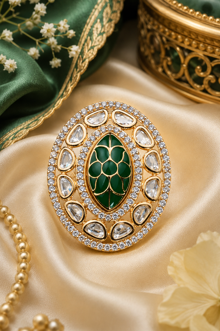 Regal Meenakari CZ Adjustable Finger Ring